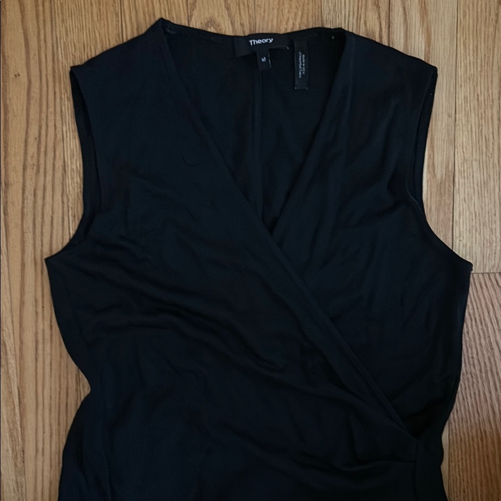Theory Black Sleeveless Wrap Top